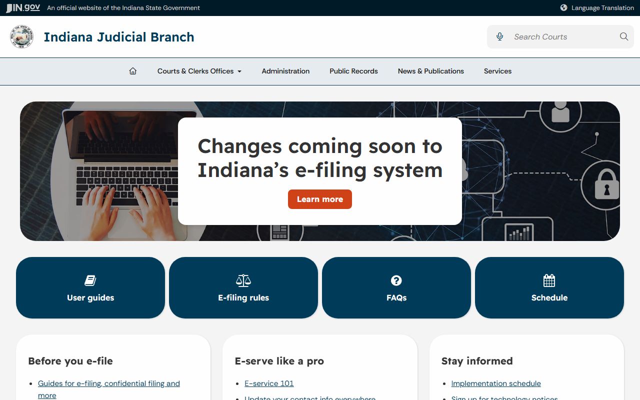 Warrick County Clerk of the Courts e-filing information