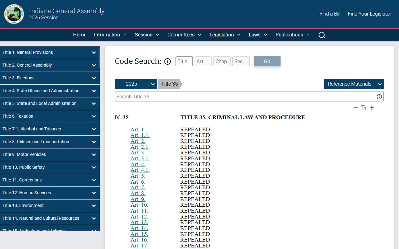 Warrick County criminal court records Indiana criminal law title
