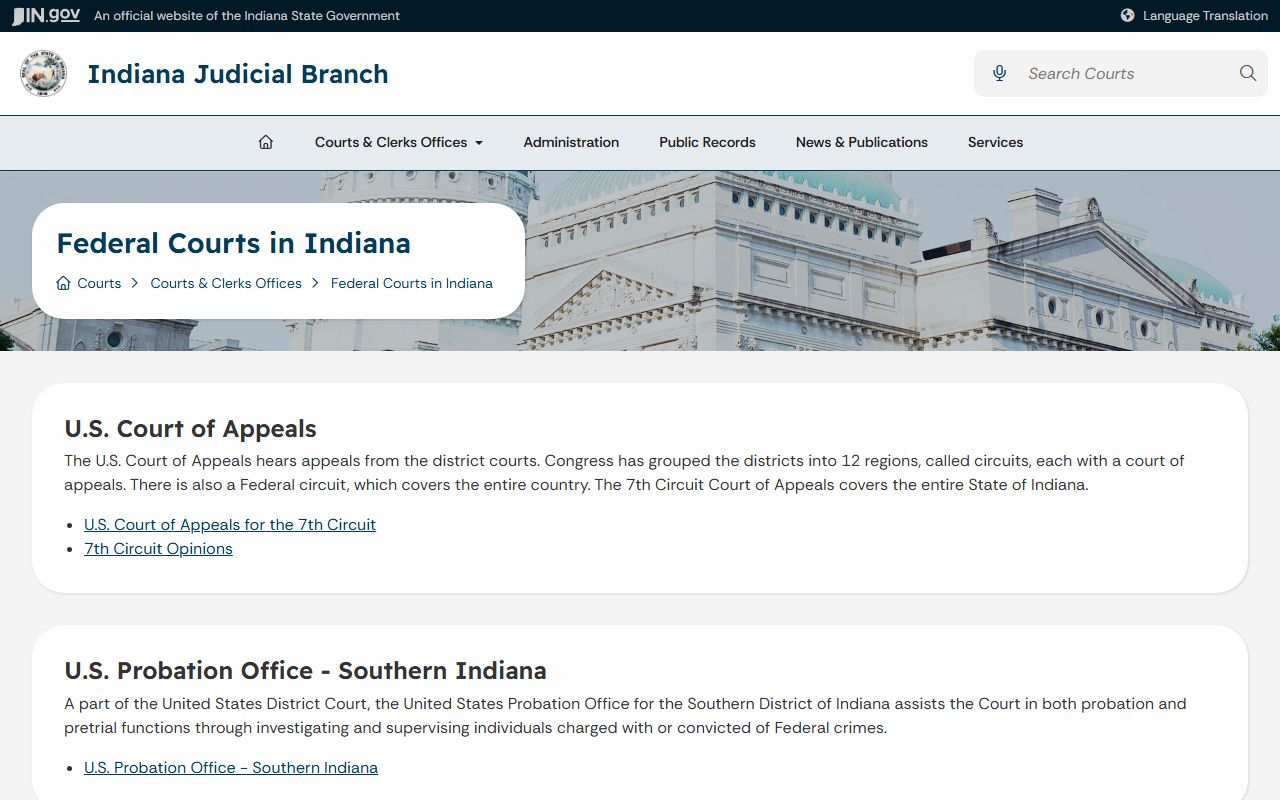 Warrick County Circuit and Superior Courts federal court directory