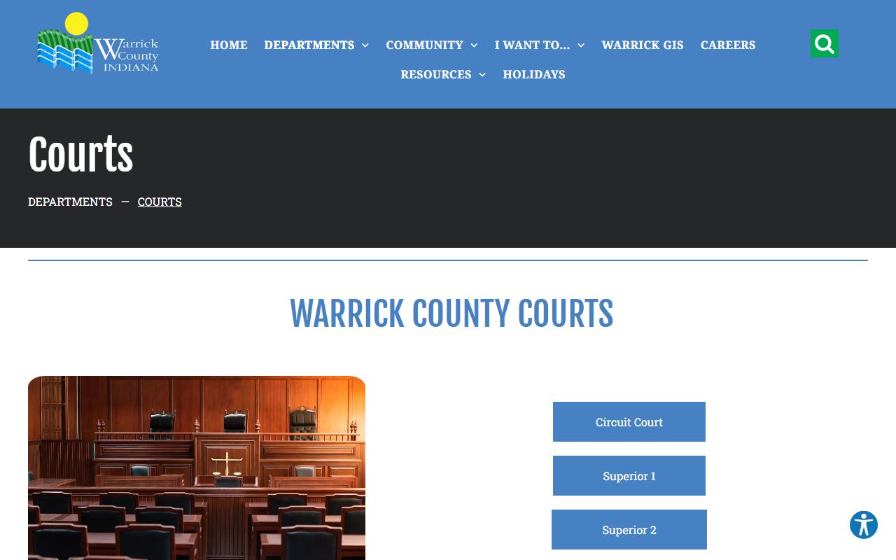 Warrick County court records courts landing page