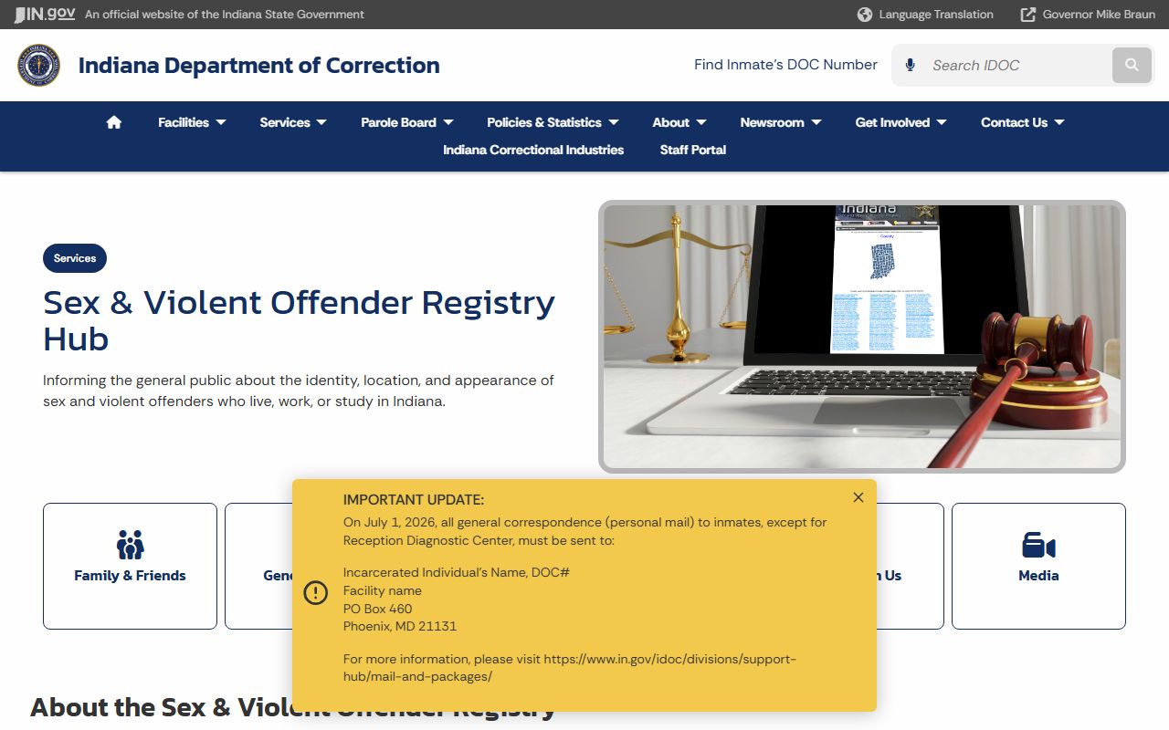 Warrick County warrant records Indiana sex and violent offender registry information